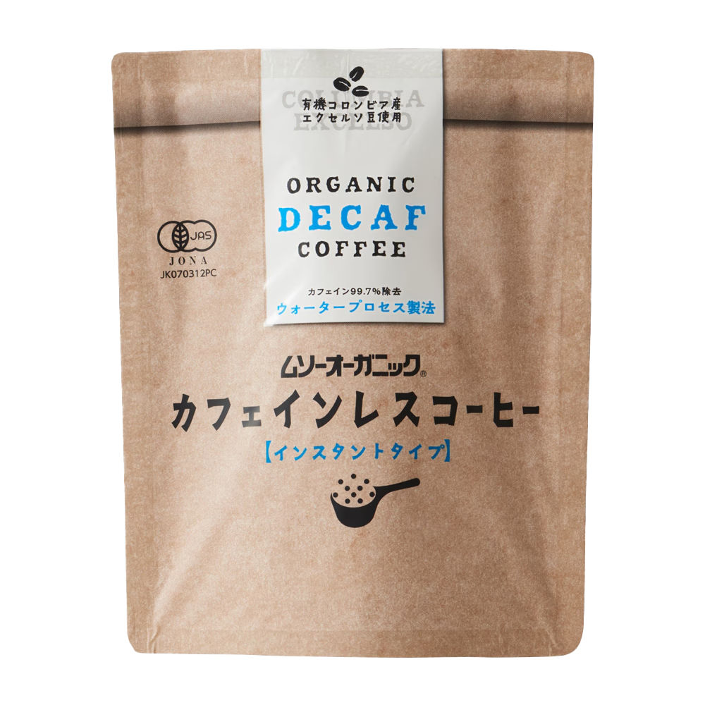オーガニック カフェインレスコーヒー 40g インスタント 有機JAS認証 珈琲 インスタントコーヒー ムソー