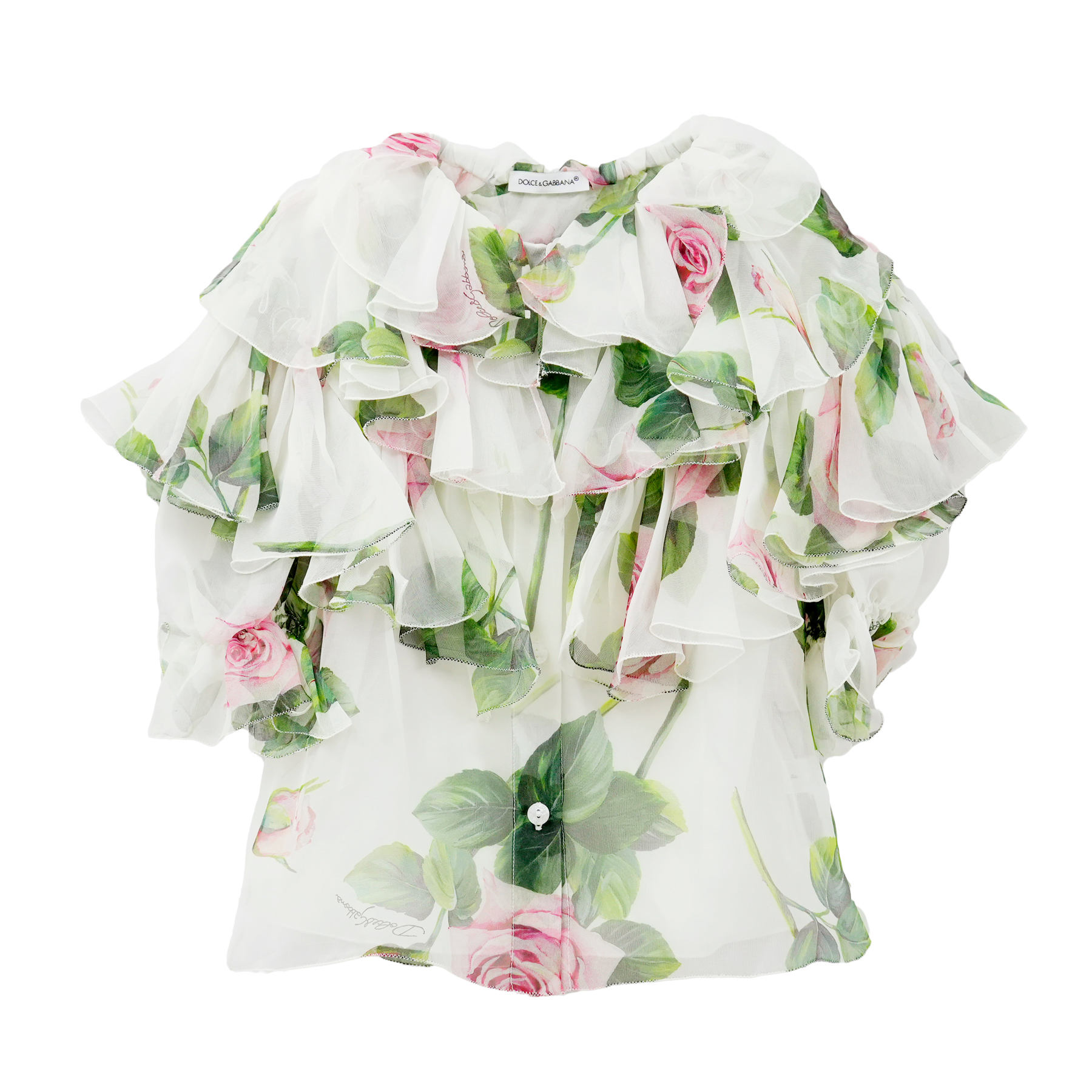 DOLCE ＆ GABBANA　ピンクローズシフォンブラウス