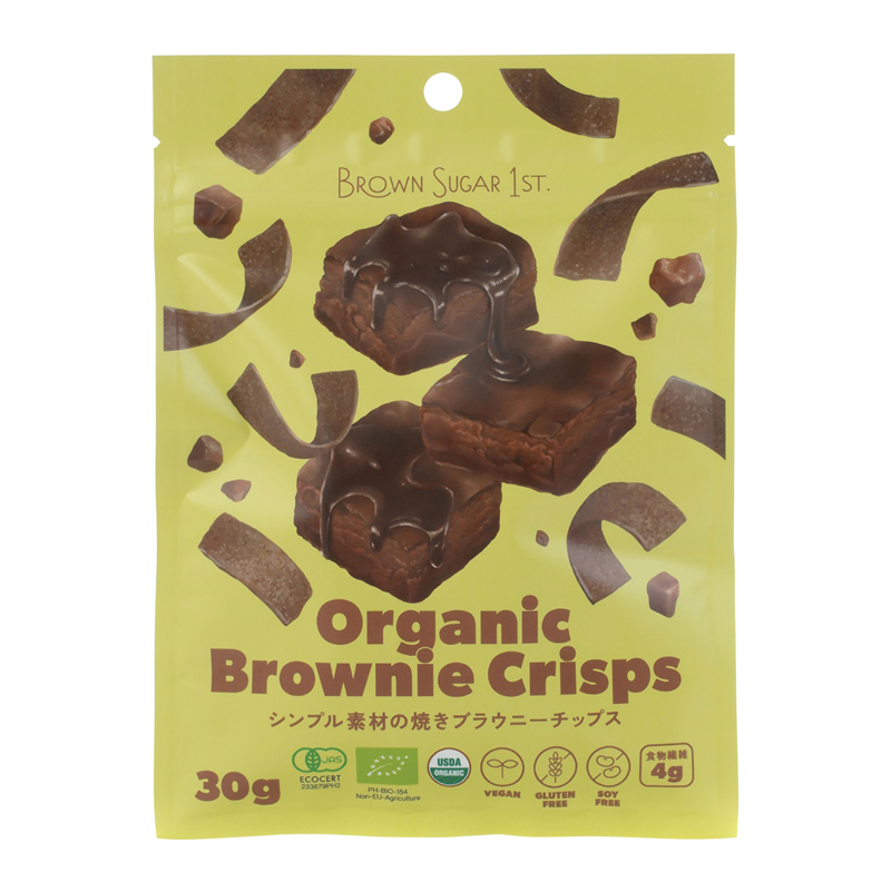 オーガニック ブラウニークリスプ 30g グルテンフリー お菓子 おやつ ブラウニー チップス 有機ココナッツカカオチップス BROWN SUGAR 1ST オーサワジャパン