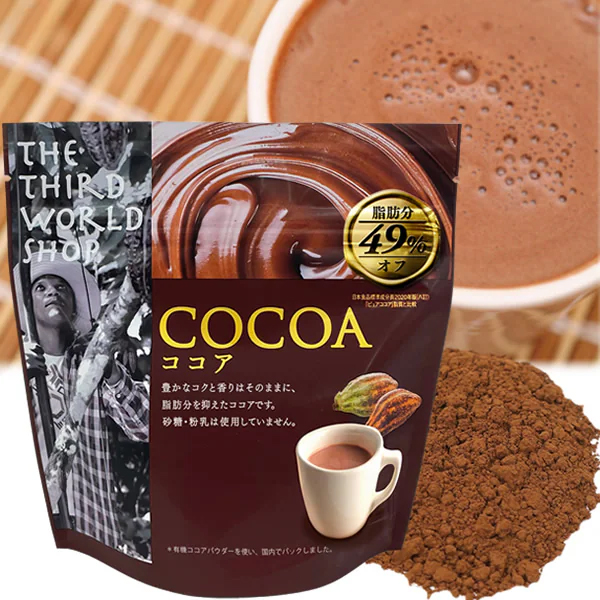 ココア （低脂肪タイプ）110g オーガニック 有機栽培ココアパウダー【砂糖・粉乳・添加物不使用】第3世界ショップ