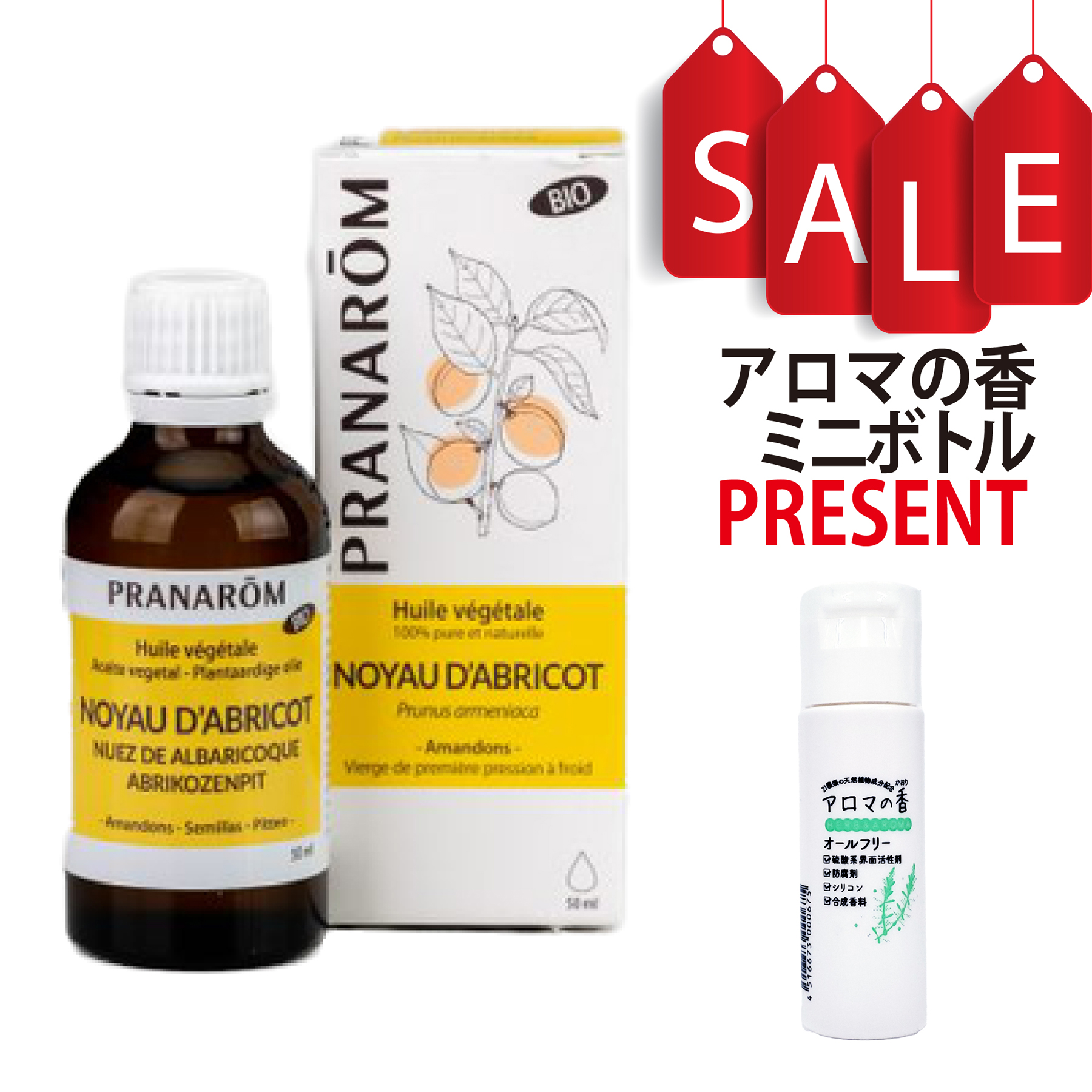 【今ならアロマの香ミニボトル＆精油マニュアル2大特典付】アプリコット キャリアオイル(化粧用油) 50ml プラナロム 植物油 PRANAROM