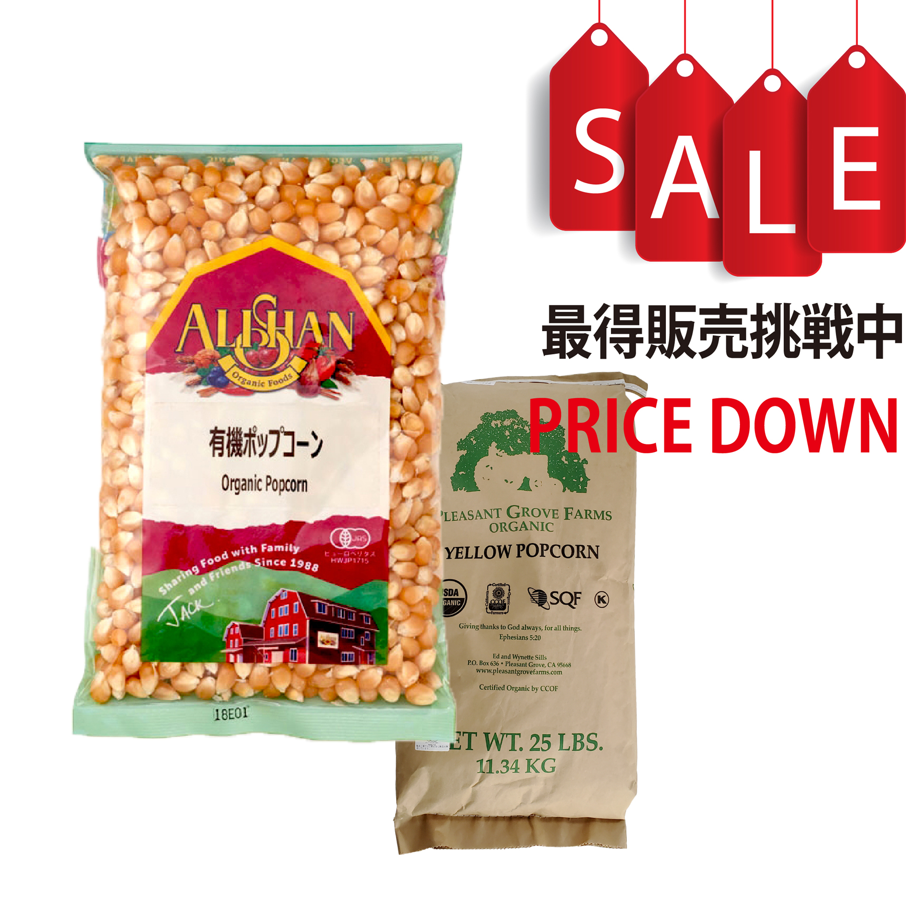 【今なら8％OFF】有機ポップコーン オーガニック 遺伝子組み換え不使用 アリサン(ALISHAN) 有機JAS認証