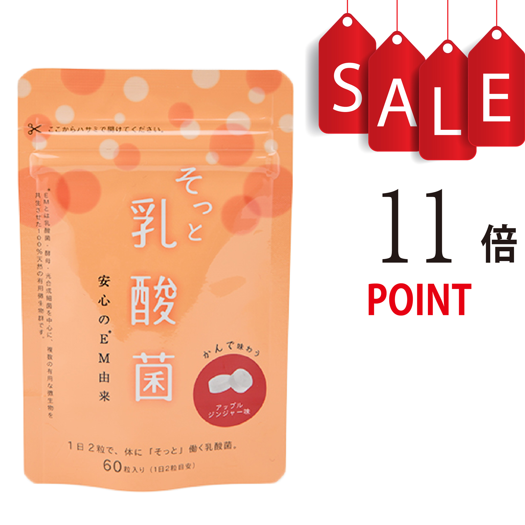【ポイント11倍＋豪華特典付】EM そっと乳酸菌 60粒（約1ヶ月分）