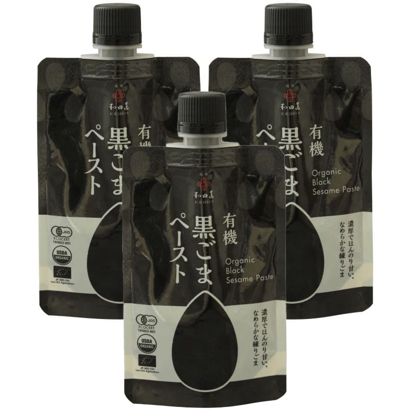 【3個セット】和田萬 有機黒ごまペースト 80g 有機JAS認証 練りごま 胡麻 オーガニック ムソー