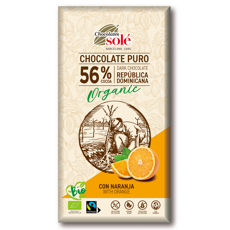 【今なら8％OFF】有機ダークチョコレート 56% オレンジ