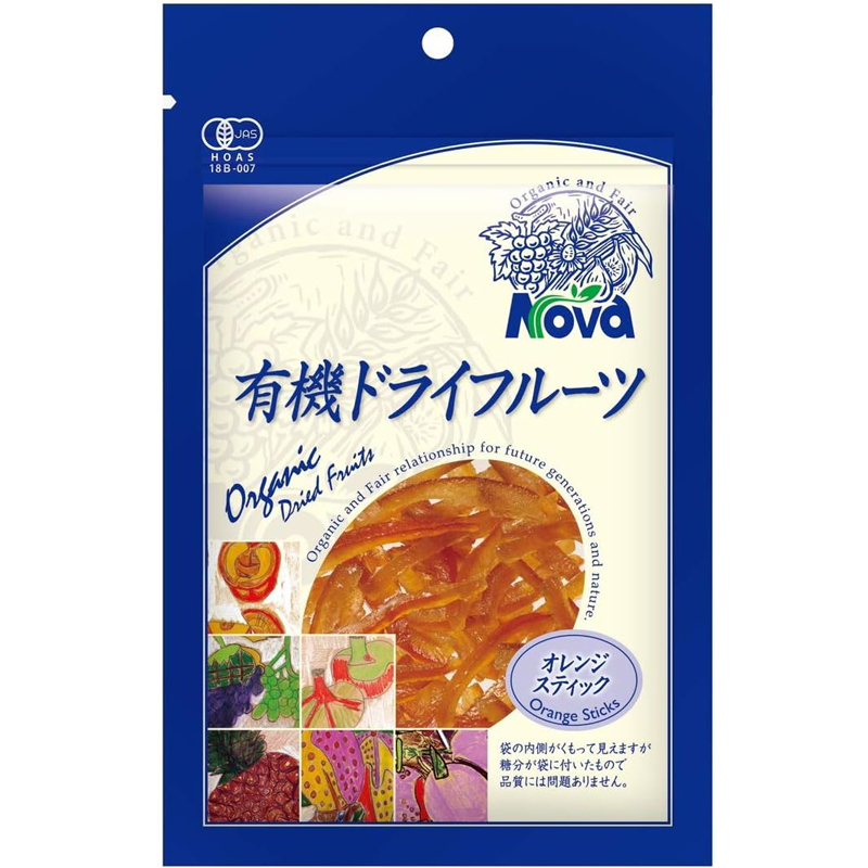 ドライフルーツ　有機オレンジスティック 80g  NOVA(ノヴァ)